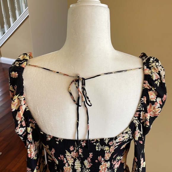 NWT - Free People Boho Cottagecore Floral Coastal Grandma Y2K Smocked Top, Sz M - Picture 4 of 10